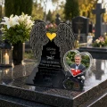Podstawka na grób znicz pamiątka ze zdjęciem w sercu dedykacja dla Taty statuetka