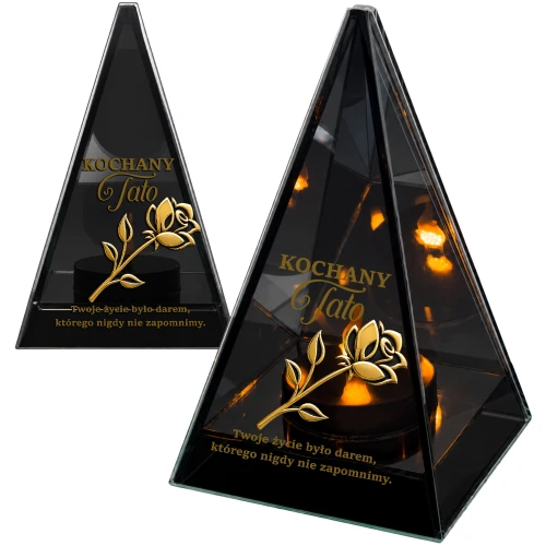 Znicz na Dzień TATY OJCA Lustrzany Lampion Solarny 3D Nadruk UV Elegancki