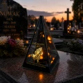 Znicz na Dzień TATY OJCA Lustrzany Lampion Solarny 3D Nadruk UV Elegancki