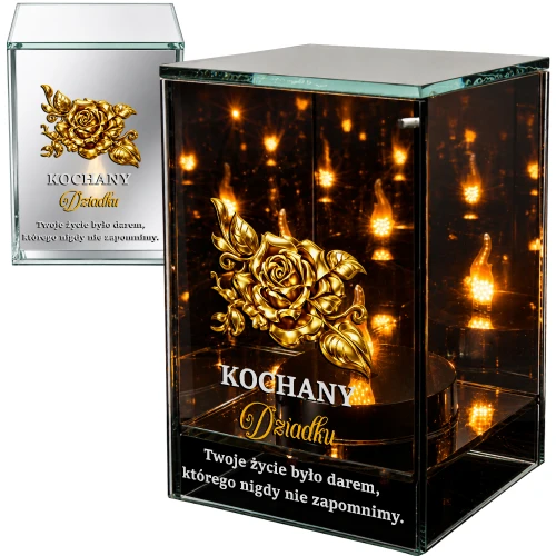 Znicz na Dzień Dziadka Lampion LED Lustrzany Nadruk UV Elegancki 3D