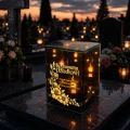 Znicz na Dzień Dziadka Lampion LED Lustrzany Nadruk UV Elegancki 3D