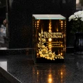 Znicz na Dzień Dziadka Lampion LED Lustrzany Nadruk UV Elegancki 3D