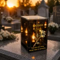 Znicz na Dzień Dziadka Lampion LED Lustrzany Nadruk UV Elegancki 3D