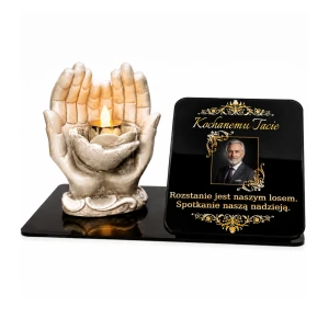 ZNICZ LED Statuetka Ze Zdjęciem Cmentarz GRÓB dla Mamy Taty Babci Dziadka PERSONALIZOWANA