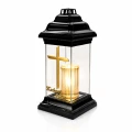 Znicz LED na Grób Kochanej Babci Lampion Krzyż Złoty Wkład LED 30 cm