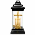 Znicz LED na Grób Kochanej Babci Lampion Krzyż Złoty Wkład LED 30 cm