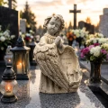 ZNICZ GIPSOWA FIGURKA NAGROBNA  Anioł Aniołek Dekoracja grób cmentarz