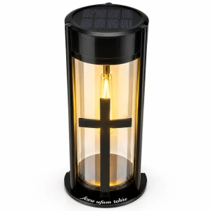ZNICZ Z KRZYŻEM SOLARNY LED LAMPION NA GRÓB NA CMENTARZ mocne światło