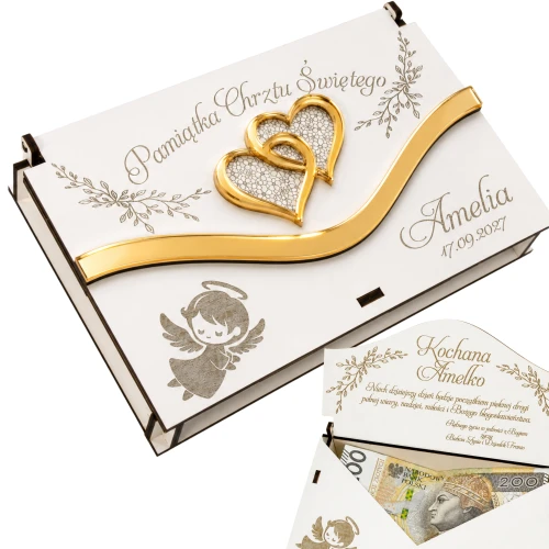 Pudełko na pieniądze Chrzest Święty pamiątka prezent personalizowany