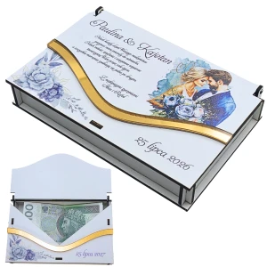 Pudełko na pieniądze Ślub personalizowane prezent Młoda Para z nadrukiem UV