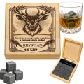 KAMIENIE DO WHISKY KAMIENNE KOSTKI GRANIT w drewnianym pudełku z grawerem