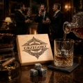 KAMIENIE DO WHISKY KAMIENNE KOSTKI GRANIT w drewnianym pudełku z grawerem