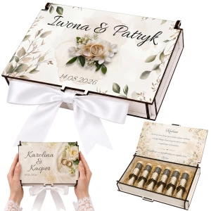 Pudełko na Pieniądze Ślub Wesele Personalizowane Pamiątka Ślubu UV
