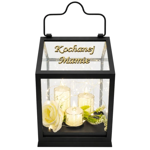 ZNICZ Kapliczka LAMPKA nagrobna OZDOBA NA GRÓB led LAMPION DLA MAMY