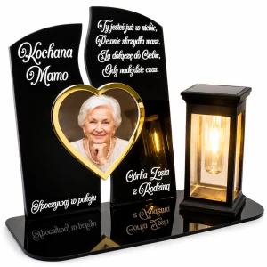 ZNICZ SOLARNY ze Zdjęciem LED PERSONALIZOWANY dla Mamy Taty Babci DZIADKA