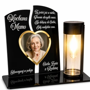 ZNICZ SOLARNY Zdjęciem LED PERSONALIZOWANY dla Mamy Taty Babci DZIADKA