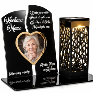 WIECZNY ZNICZ SOLARNY LED Ze Zdjęciem Cmentarz dla Mamy Taty Babci Dziadka