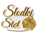Napis SŁODKI STÓŁ biało-złoty lustrzany 34x24 dekoracja stołu wesele ślub
