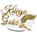 Napis KSIĘGA GOŚCI biało-złoty lustrzany 38x26 na wesele ślub dekoracja