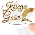 Napis KSIĘGA GOŚCI biało-złoty lustrzany 38x26 na wesele ślub dekoracja