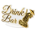 Napis DRINK BAR biało-złoty lustrzany 34x22 cm wesele ślub dekoracja STOŁU Z ALKOCHOLEM