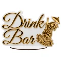 Napis DRINK BAR biało-złoty lustrzany 34x22 cm wesele ślub dekoracja STOŁU Z ALKOCHOLEM