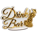 Napis DRINK BAR biało-złoty lustrzany 34x22 cm wesele ślub dekoracja STOŁU Z ALKOCHOLEM