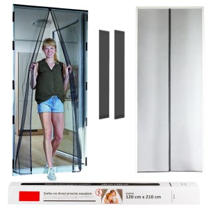 CZARNA MOSKITIERA NA DRZWI 120CM X 210CM 2 PASY