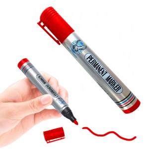 CZERWONY MARKER PERMANENTNY MAZAK WODOODPORNY