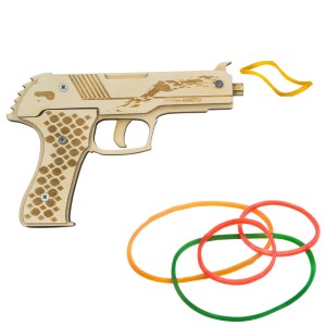 PISTOLET NA GUMKI RECEPTURKI DREWNIANY DO ZABAWY