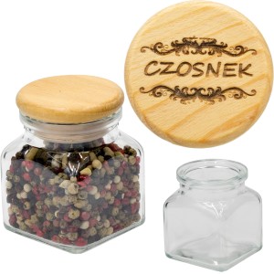 SŁOICZEK NA PRZYPRAWY 100ML PRZYKRYWKA Z GRAWEREM