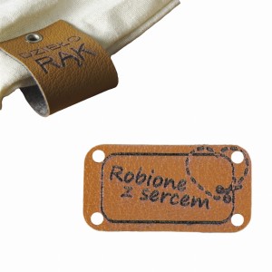 10X HANDMADE SKÓRZANE NASZYWKI METKI RĘKODZIEŁO Wszywki Skóra PU