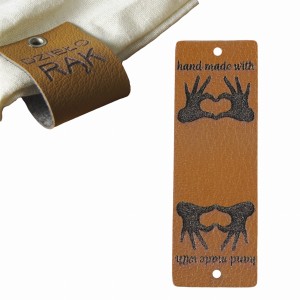 10X HANDMADE SKÓRZANE NASZYWKI METKI RĘKODZIEŁO