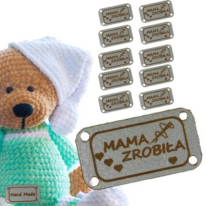10X HANDMADE SKÓRZANE NASZYWKI METKI RĘKODZIEŁO