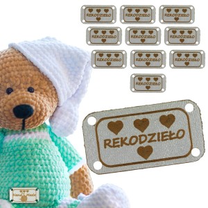 10X HANDMADE SKÓRZANE NASZYWKI METKI RĘKODZIEŁO