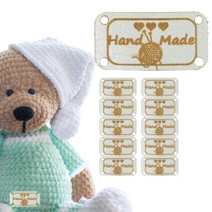 10X HANDMADE SKÓRZANE NASZYWKI METKI RĘKODZIEŁO