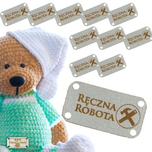 10X HANDMADE SKÓRZANE NASZYWKI METKI RĘKODZIEŁO