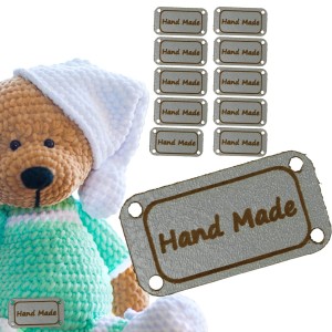 10X HANDMADE SKÓRZANE NASZYWKI METKI RĘKODZIEŁO