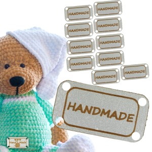 10X HANDMADE SKÓRZANE NASZYWKI METKI RĘKODZIEŁO