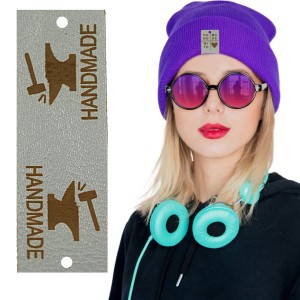 10X HANDMADE SKÓRZANE NASZYWKI METKI RĘKODZIEŁO