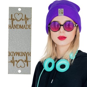 10X HANDMADE SKÓRZANE NASZYWKI METKI RĘKODZIEŁO