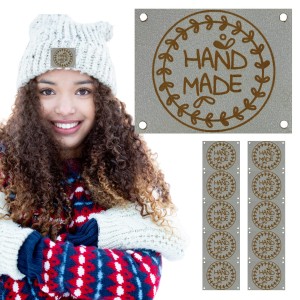 10X HANDMADE SKÓRZANE NASZYWKI METKI RĘKODZIEŁO