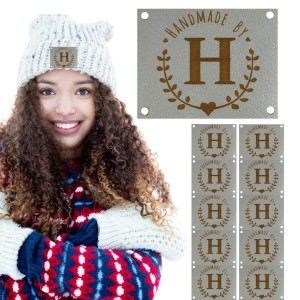10X HANDMADE SKÓRZANE NASZYWKI METKI RĘKODZIEŁO