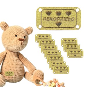 10X HANDMADE SKÓRZANE NASZYWKI METKI RĘKODZIEŁO