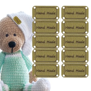 10X HANDMADE SKÓRZANE NASZYWKI METKI RĘKODZIEŁO