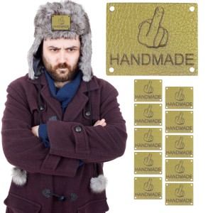 10X HANDMADE SKÓRZANE NASZYWKI METKI RĘKODZIEŁO