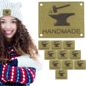 10X HANDMADE SKÓRZANE NASZYWKI METKI RĘKODZIEŁO