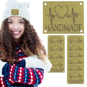 10X HANDMADE SKÓRZANE NASZYWKI METKI RĘKODZIEŁO
