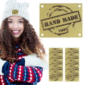 10X HANDMADE SKÓRZANE NASZYWKI METKI RĘKODZIEŁO