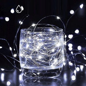 100 MIKRO LED DRUCIK LAMPKI NA BATERIE BIAŁE ZIMNE